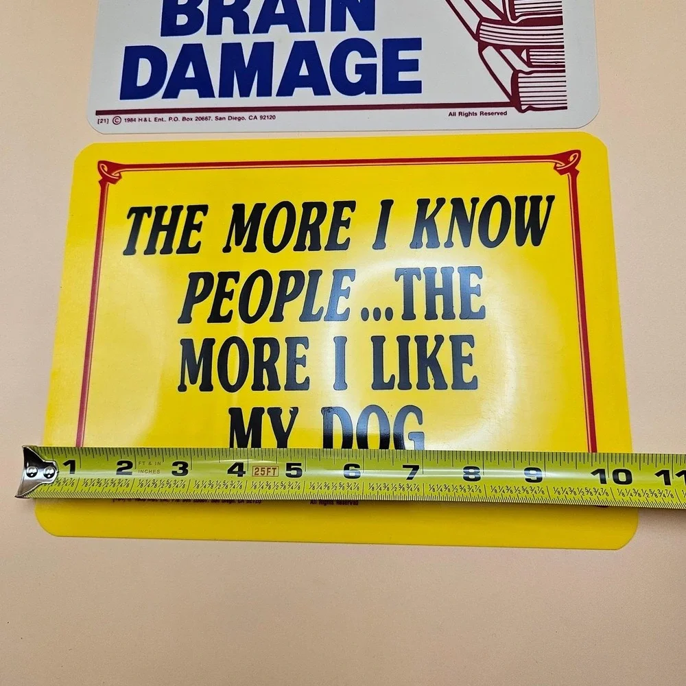 Vintage 1984 1986 H&L Ent Homework Causes Brain Damage Sign Retro Funny Set of 2